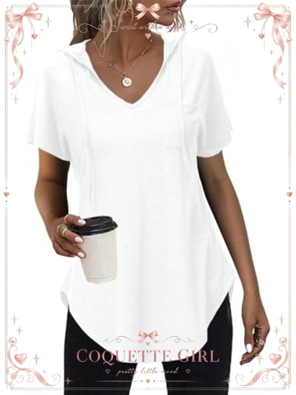 Womens Waffle Knit Hoodie Long Sleeve Drawstring Sweatshirt Loose Fit Tunic